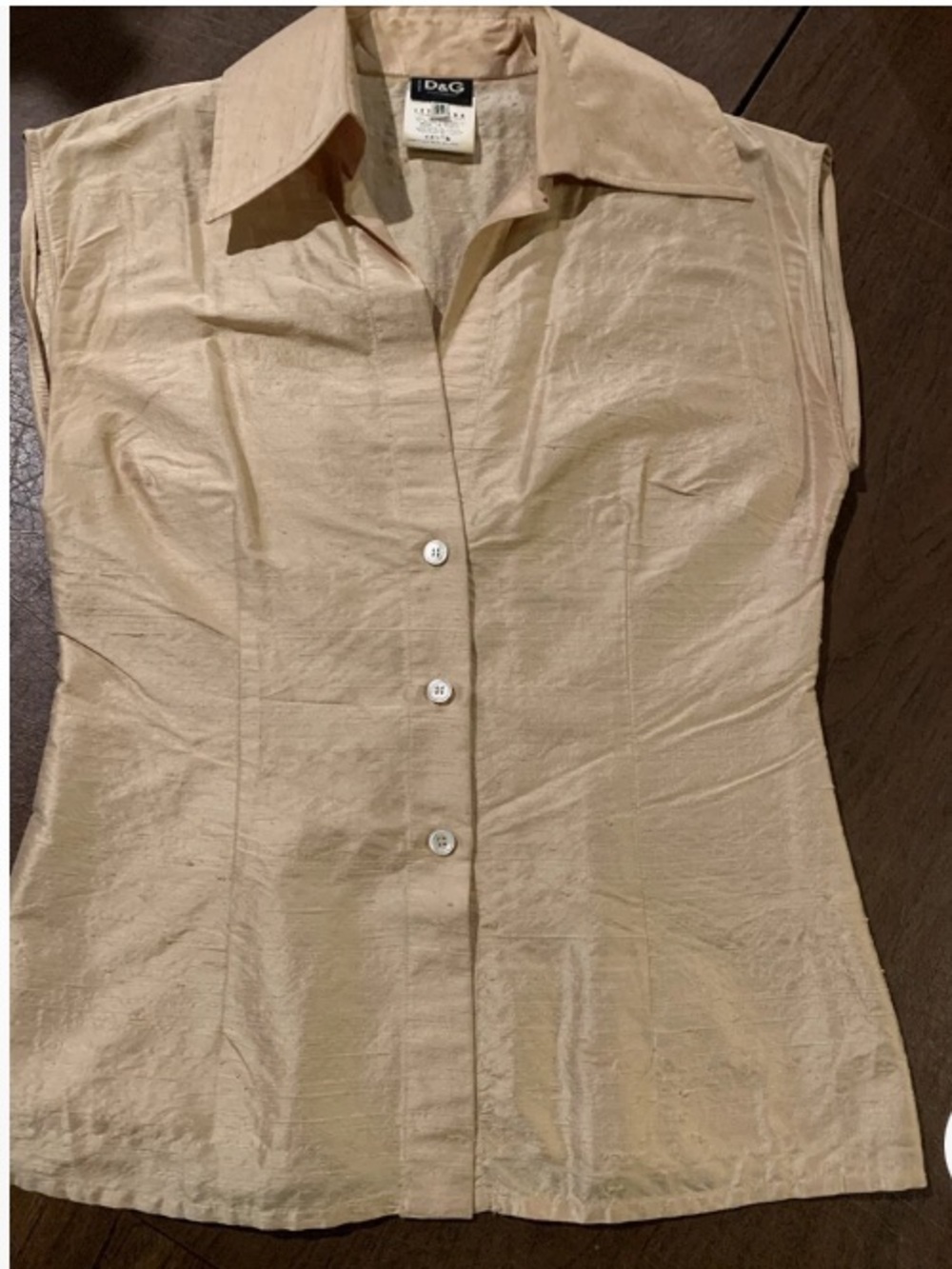 Dolce & Gabbana Gold Sleeveless Silk Top Size 28/42